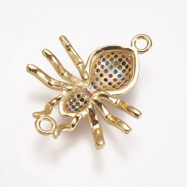 

PandaHall Brass Micro Pave Cubic Zirconia Links, Insects, Colorful, Golden, 26x21x4mm, Hole: 2mm Brass+Cubic Zirconia Insects
