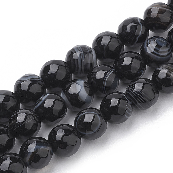 

PandaHall Natural Black Agate Beads Strands, Dyed, Faceted, Round, Black, 8mm, Hole: 1.2mm, about 45pcs/strand, 15.3 inch Black Agate Round...