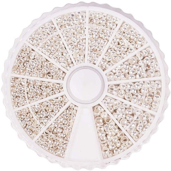 

PandaHall 1800pcs Silver Brass Crimp Beads Cord End Caps 2mm/2.5mm/3mm for Jewelry Making, Hole: 1.2-2mm Brass Mixed Shapes