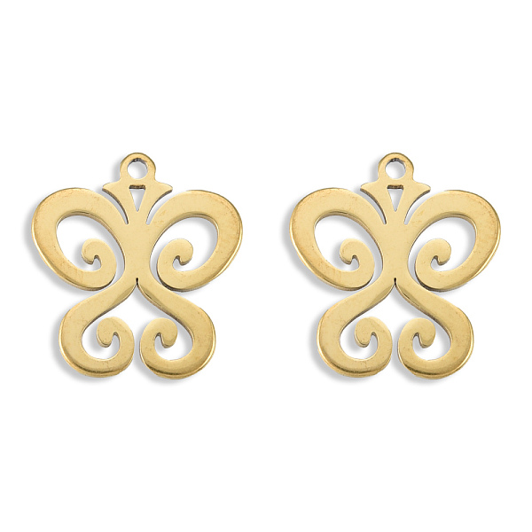 

PandaHall Ion Plating(IP) 201 Stainless Steel Charms, Butterfly, Real 18K Gold Plated, 15x13.5x1mm, Hole: 1.2mm 201 Stainless Steel...