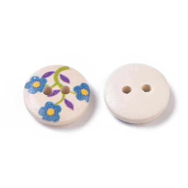 Painted 2-hole Sewing Button With Lovely Broken Flowers