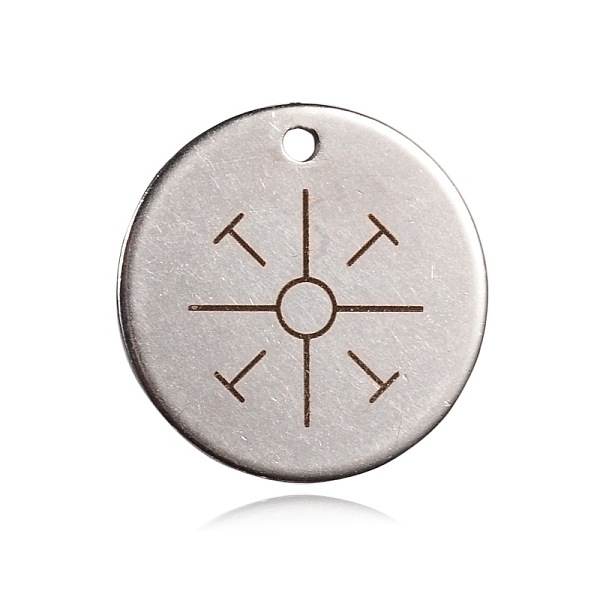 

PandaHall Spray Painted Stainless Steel Pendants, Flat Round with Pattern, Peru, 20x1mm, Hole: 1mm Stainless Steel Flat Round Brown