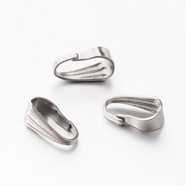 

PandaHall 201 Stainless Steel Snap on Bails, Stainless Steel Color, 8.5x3.5mm, Hole: 8x3mm, Pin: 1x0.5mm 201 Stainless Steel