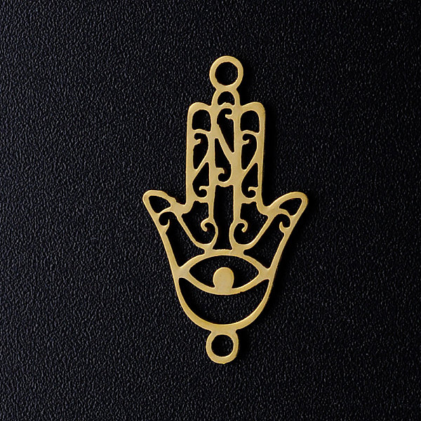 

PandaHall 201 Stainless Steel Links connectors, Hamsa Hand, Golden, 23.5x13x1mm, Hole: 1.5mm 201 Stainless Steel Palm