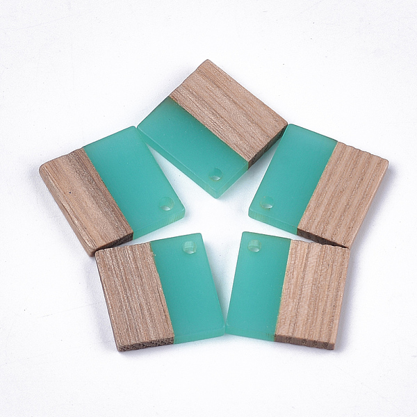 

PandaHall Resin & Walnut Wood Pendants, Rhombus, Turquoise, 24x24x3~4mm, Hole: 2mm Resin+Wood Rhombus Green