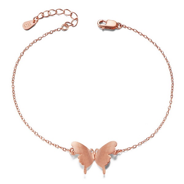 

PandaHall SHEGRACE Unique Design 925 Sterling Silver Link Bracelet, with Butterfly(Chain Extenders Random Style), Rose Gold, 6-3/4 inch...