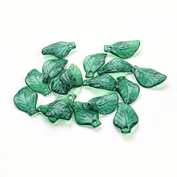 

PandaHall Transparent Acrylic Pendants, Leaf, Dark Green, 20x13x4mm, Hole: 2mm, about 1660pcs/500g Acrylic Leaf Green