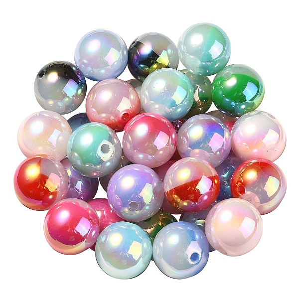 

PandaHall UV Plating Rainbow Iridescent Opaque Acrylic Beads, Two Tone, Round, Mixed Color, 17.5mm, Hole: 2.7mm Acrylic Round Multicolor