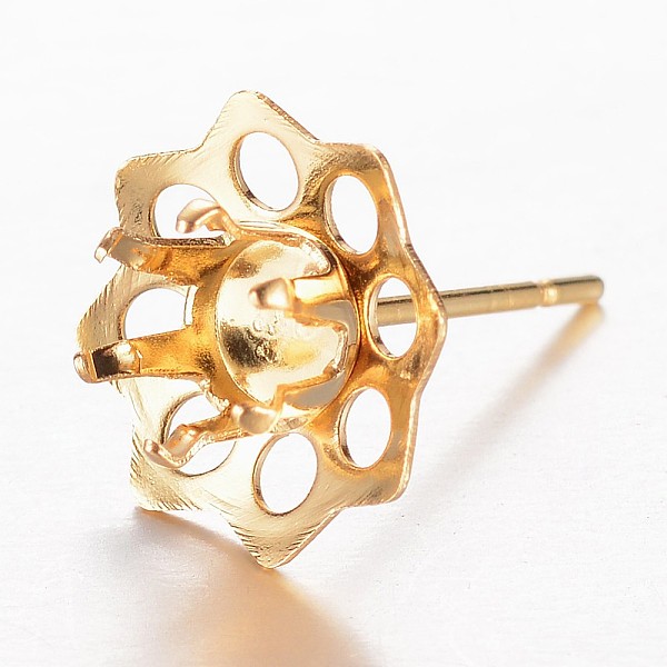 

PandaHall 201 Stainless Steel Stud Earring Settings, with 304 Stainless Steel Pins, Flower, Golden, Tray: 5mm, 10x0.5mm, Pin: 0.7mm 201...
