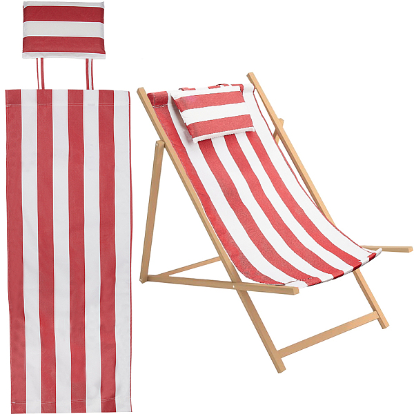 

PandaHall Stripe Pattern Chair Oxford Cloth, with Pillow, Beach Chair Cloth Replacement Supplies, Red, 1440mm Cloth Rectangle Red