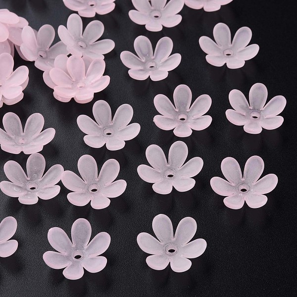 

PandaHall Transparent Acrylic Beads, Frosted, Flower, Pink, 20.5x18.5x6.5mm, Hole: 2mm, about 857pcs/500g Acrylic Flower Pink