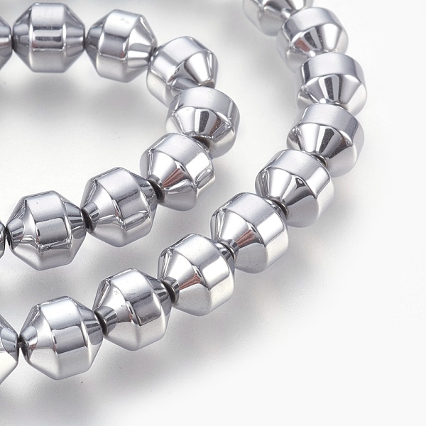 

PandaHall Electroplated Non-magnetic Synthetic Hematite Bead Strand, Round, Faceted, Platinum Plated, 8x8mm, Hole: 1.2mm, about 48pcs/strand...