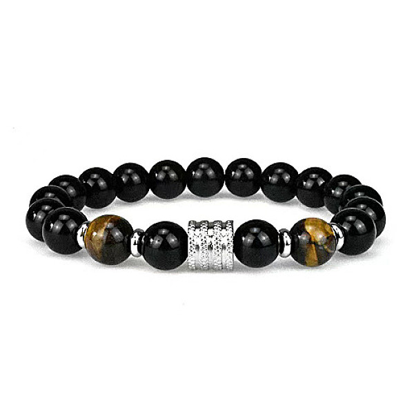 

PandaHall Natural Obsidian Stretch Bracelets, Gold, 7-1/2 inch(19cm) Obsidian Gold