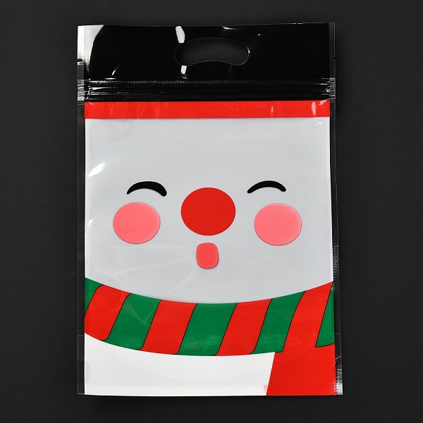 

PandaHall Christmas Theme Rectangle Plastic Zip Lock Candy Storage Bags, Self Seal Bag, for Biscuit & Candy Packaging, Snowman Pattern..., Red