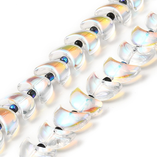 

PandaHall Transparent Electroplate Glass Beads Strands, Half Plated, Crescent Moon, Clear AB, 14x9x6mm, Hole: 1mm, about 80pcs/strand..., White