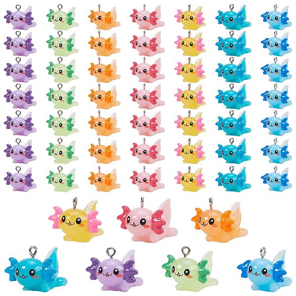

PandaHall 56Pcs 7 Colors Opaque Resin Pendants, Dragon Charm, with Stainless Steel Color Plated 304 Stainless Steel Loops, Mixed Color..., Multicolor
