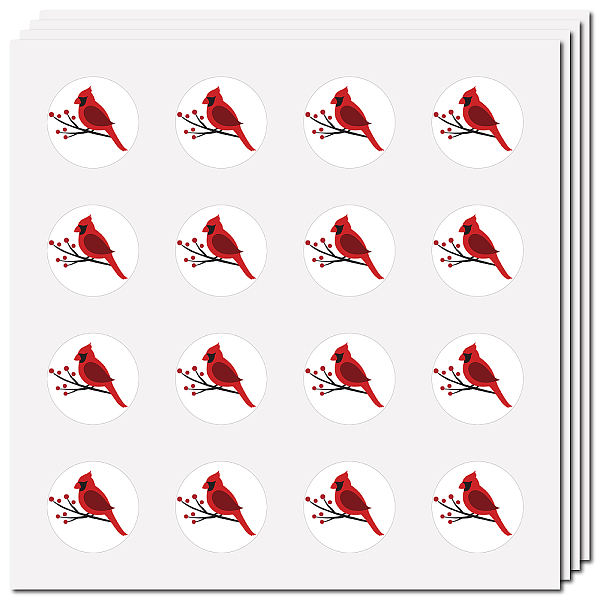 

PandaHall CREATCABIN 128Pcs Cardinal Red Bird Mascot Stickers Animal Decal Self-Adhesive Waterproof Sticker Round Bulk Cartoon Stickers for...