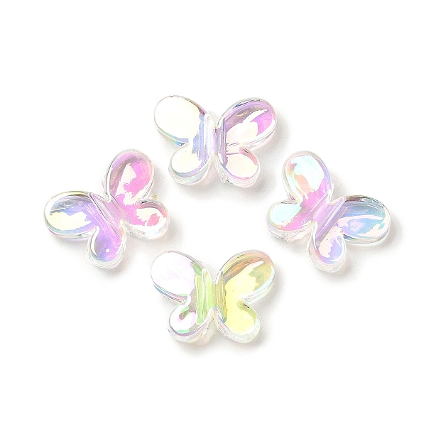 

PandaHall Transparent UV Plating Rainbow Iridescent Acrylic Beads, Butterfly, Clear AB, 12.8x17.2x4.3mm, Hole: 2mm Acrylic Butterfly White