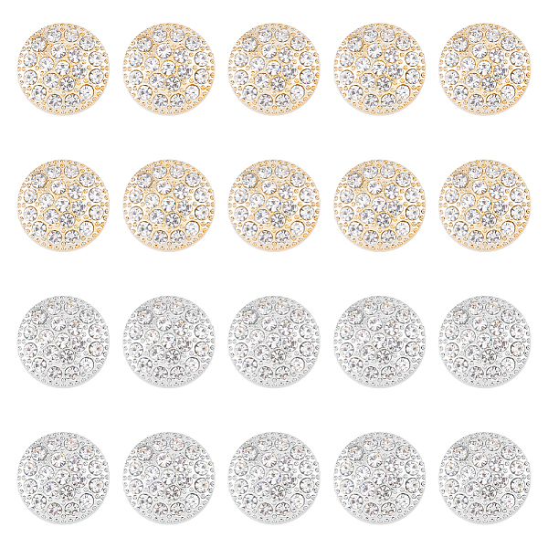 

PandaHall 20Pcs 25x13mm Rhinestone Buttons 2 Colors Plastic Shank Buttons Crystal Flat Beads Round Sew Clothing Brooch Button Handcraft...