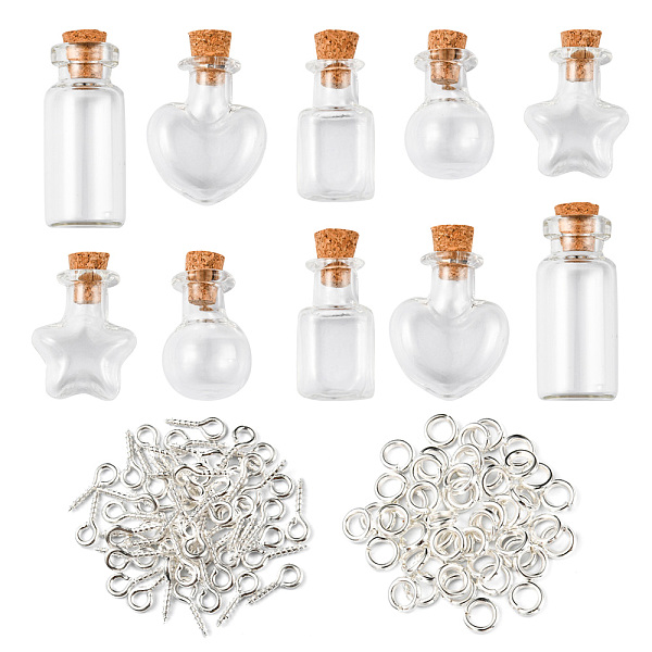 

PandaHall 10Pcs 5 Styles Glass Wishing Bottle, with Cork Plugs, Mixed Shapes, Clear, 1.25~1.6x1.6~2.05x2.5~3.5cm, 2pcs/style Glass Mixed...