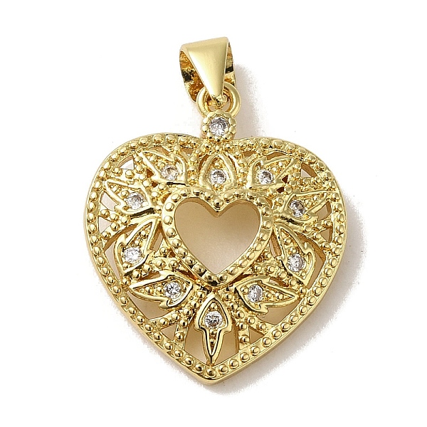 

PandaHall Brass Micro Pave Cubic Zirconia Pendants, Heart, Real 18K Gold Plated, 21x17.5x3.5mm, Hole: 4x3mm Brass+Cubic Zirconia Heart Clear