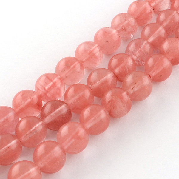 

PandaHall Cherry Quartz Glass Beads Strands, Round, 8mm, Hole: 1mm, about 48pcs/strand, 14.9 inch Cherry Quartz Glass Round