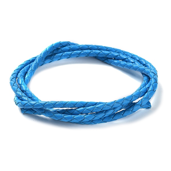 

PandaHall Braided Leather Cord, Deep Sky Blue, 3mm, 50yards/bundle Leather