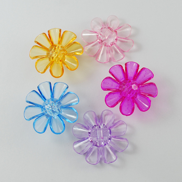 

PandaHall Garment Findings Transparent Acrylic Flower Sewing Shank Buttons, Mixed Color, 31x31x11mm, Hole: 3mm, about 270pcs/500g Acrylic..., Multicolor
