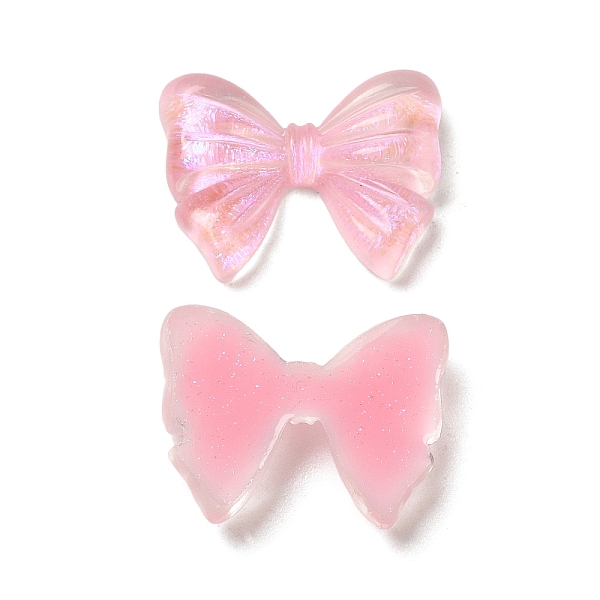 

PandaHall Transparent Epoxy Resin Cabochons, Bowknot with Glitter Powder, Pink, 13x17x4mm Epoxy Resin Bowknot Pink
