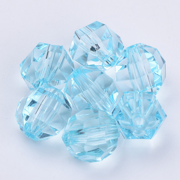 

PandaHall Transparent Acrylic Beads, Faceted, Round, Light Cyan, 8x7mm, Hole: 1.5mm, about 1920pcs/500g Acrylic Round Cyan