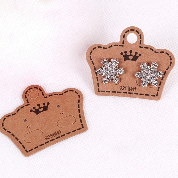 PandaHall Kraft Paper Earring Display Cards, Crown, Tan, 4x5x0.05cm Paper Crown Orange