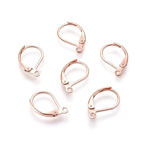 

PandaHall 304 Stainless Steel Leverback Earring Findings, with Loop, Rose Gold, 15.5x10x1.5mm, Hole: 1.5mm 304 Stainless Steel