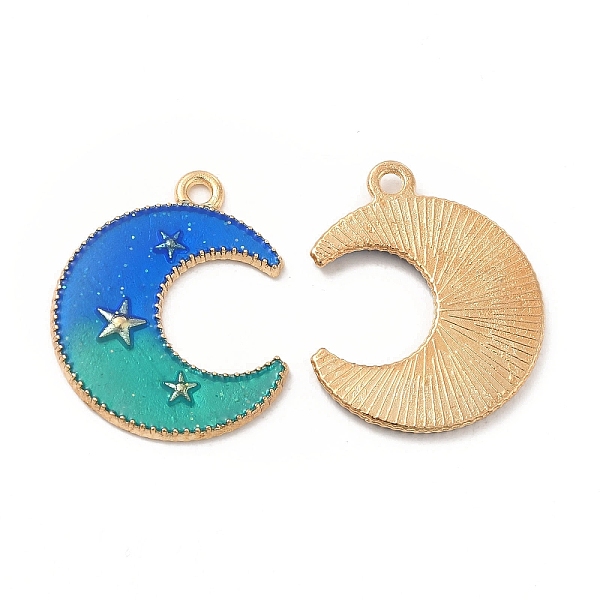 

PandaHall Alloy Pendants, with 2 Tone Enamel, Crescent Moon with Star Charm, Golden, Royal Blue, 23x18.5x1.5mm, Hole: 1.6mm Alloy+Enamel...