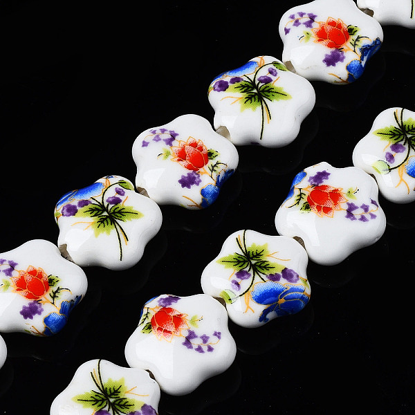 

PandaHall Handmade Porcelain Ceramic Beads Strands, Flower Printed, Flower, Red, 14x15x6mm, Hole: 1.8mm, about 23pcs/strand, 12.4 inches...