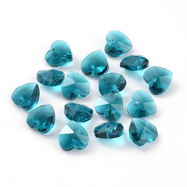 

PandaHall Romantic Valentines Ideas Glass Charms, Faceted Heart Charm, Medium Turquoise, 10x10x5mm, Hole: 1mm Glass Heart
