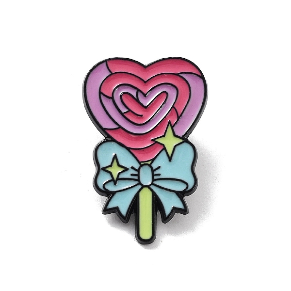 

PandaHall Cartoon Heart Lollipop Alloy Enamel Pin Brooch, for Backpack Clothes, 29.5x20x1.4mm Alloy+Enamel Lollipop Purple