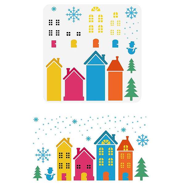 

PandaHall PET Hollow Out Drawing Painting Stencils, for DIY Scrapbook, Photo Album, House Pattern, 30x30cm Plastic House