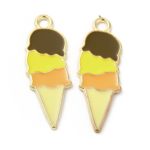 

PandaHall Summer Theme Alloy Enamel Pendants, Ice Cream Charms, Golden, Yellow, 26x10x1mm, Hole: 2mm Alloy+Enamel Food Yellow