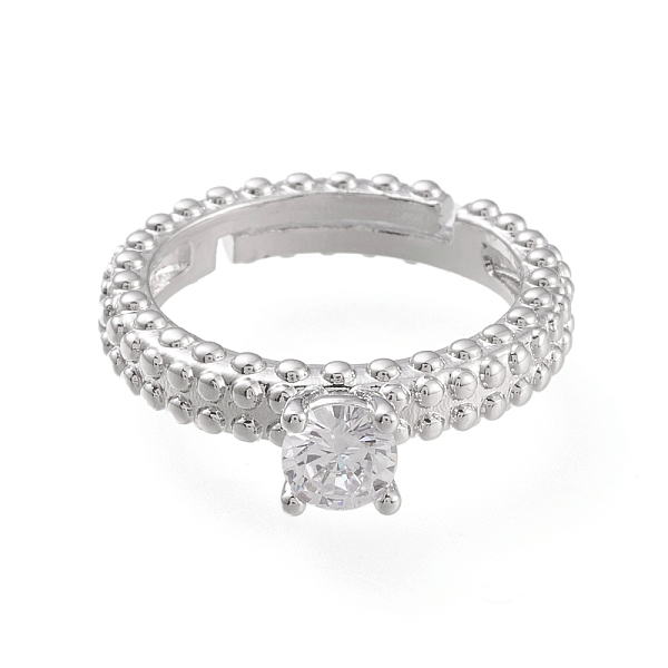 

PandaHall Adjustable Brass Micro Pave Clear Cubic Zirconia Finger Rings, Solitaire Rings, Long-Lasting Plated, Platinum, US Size 6(16.5mm)...
