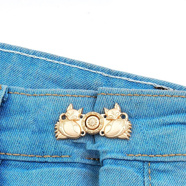 

PandaHall Alloy Jean Buttons Pins, Waist Tightener, Fox, Closure Sewing Fasteners for Garment Accessories, Golden, 17x36.5x3.5mm Alloy White