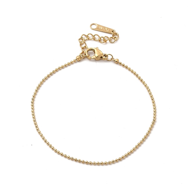 

PandaHall Ion Plating(IP) 304 Stainless Steel Ball Chain Bracelet for Women, Real 14K Gold Plated, 6-5/8 inch(16.7cm) 304 Stainless Steel
