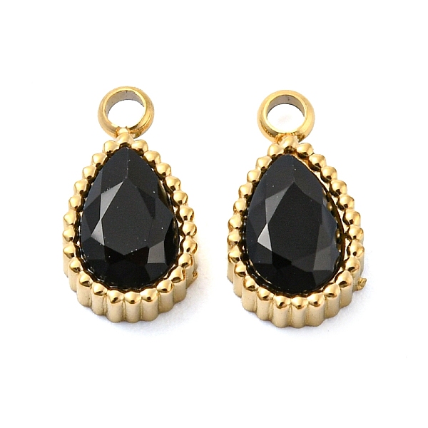 

PandaHall Real 14K Gold Plated 304 Stainless Steel Pendants, with Glass, Teardrop, Black, 10x5.5x4mm, Hole: 1.6mm Stainless Steel+Glass...