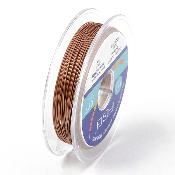 

PandaHall Tiger Tail Beading Wire, 7-Strand Bead Stringing Wire, Nylon Coated Stainless Steel Wire, Sienna, 26 Gauge, 0.4mm, about 32.8 Feet..., Brown