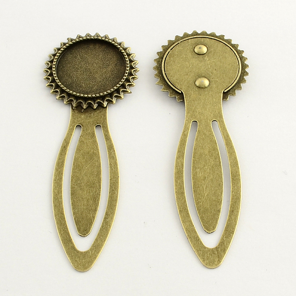 

PandaHall 20mm Tray Bookmark Cabochon Settings, Iron with Alloy Flat Round Tray, Lead Free, Nickel Free & Cadmium Free, Antique Bronze...