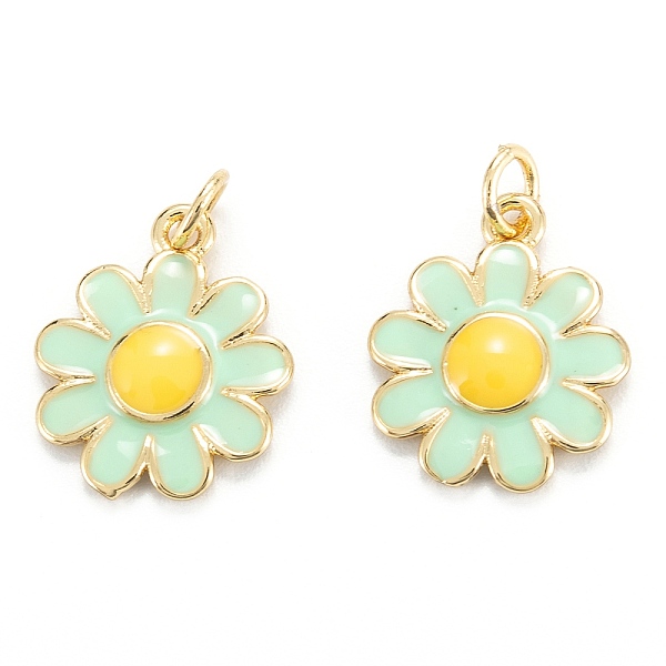 

PandaHall Brass Enamel Pendants, Real 18K Gold Plated, Long-Lasting Plated, Flower, Pale Green, 15x13x2mm, Hole: 3.4mm Brass+Enamel Flower