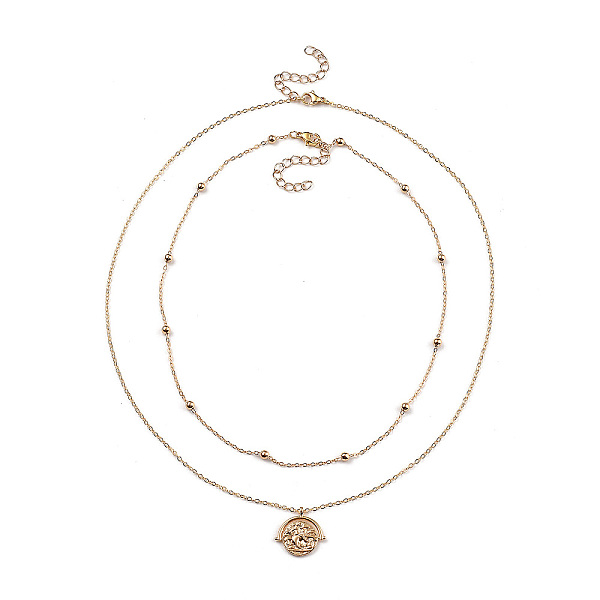 

PandaHall Pendant Necklaces & Chain Necklaces Sets, with 304 Stainless Steel Lobster Claw Clasps, Brass Chains and Flat Round Pendants...