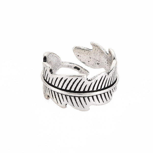 

PandaHall Leaf Wrap Alloy Open Cuff Ring for Women, Cadmium Free & Lead Free, Antique Silver, US Size 7(17.3mm) Alloy