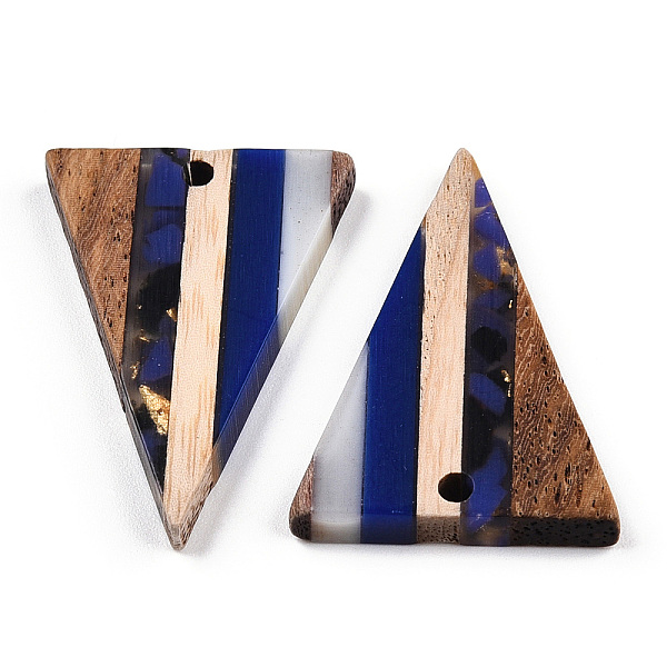 

PandaHall Transparent Resin & Walnut Wood Pendants, with Gold Foil, Triangle Charm, Dark Blue, 32.5x21.5x3.5mm, Hole: 2mm Resin+Wood...