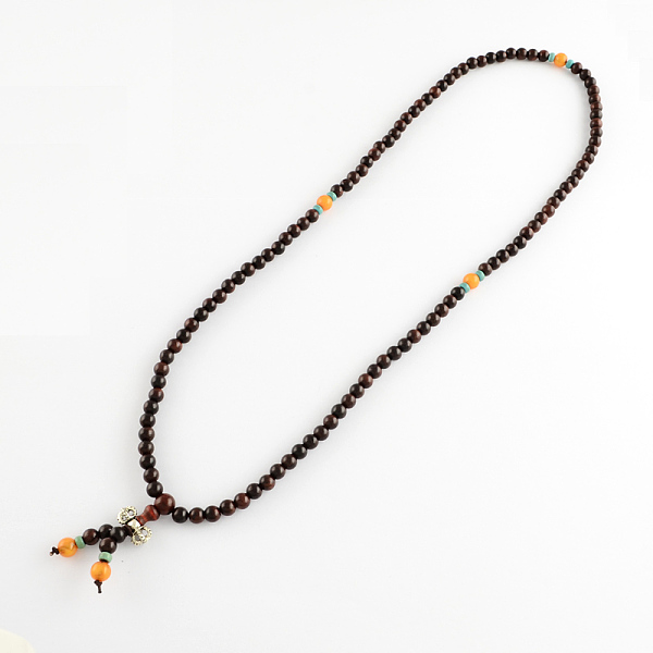 

PandaHall Dual-use Items, Wrap Style Buddhist Jewelry Santos Rose Wood Round Beaded Bracelets or Necklaces, Coconut Brown, 840mm...