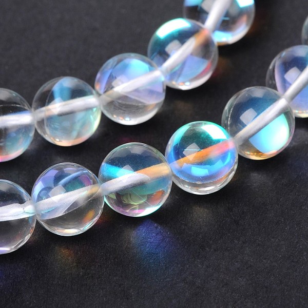 

PandaHall Synthetical Moonstone Round Beads Strands, Holographic Beads, Dyed, Clear, 8mm, Hole: 1mm, about 48pcs/strand, 15.3 inch Moonstone...